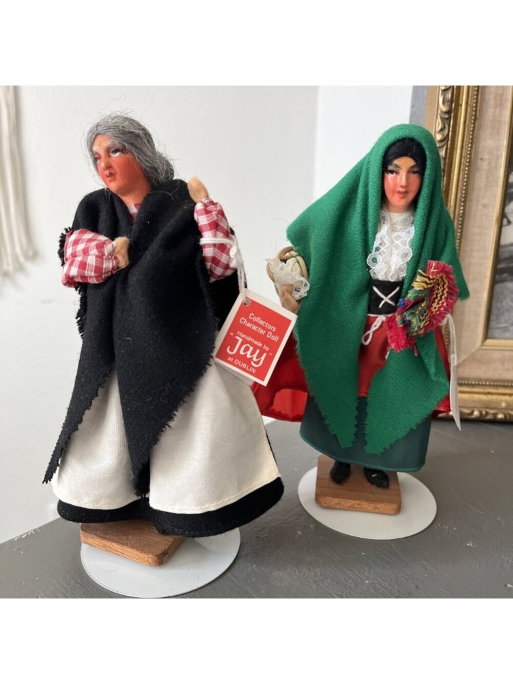 Vintage JAY Character Dolls  Hand Made in Dublin Ireland 7” Lot‎ Of 2 Colleen
